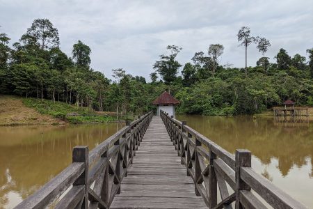 The view and The Bridge at The Embung wain Reservoir Balikpapan